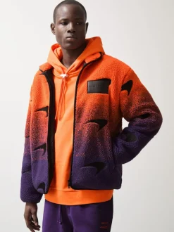Reiss Papaya Orange/Purple Drift Unisex Fit McLaren F1 Team Ombré Fleece Jacket Discount