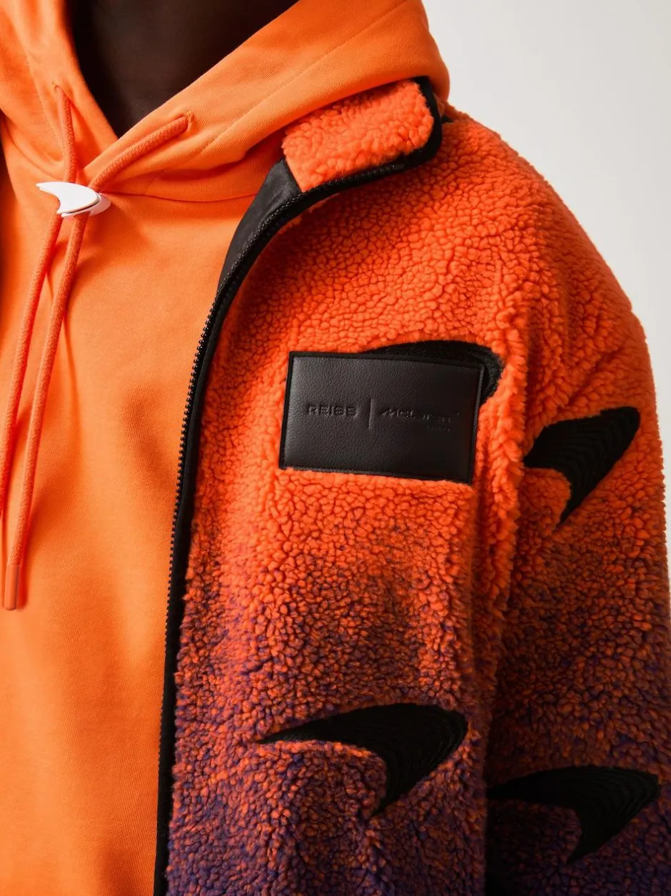 Reiss Papaya Orange/Purple Drift Unisex Fit McLaren F1 Team Ombré Fleece Jacket Discount