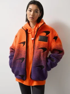 Reiss Papaya Orange/Purple Drift Unisex Fit McLaren F1 Team Ombré Fleece Jacket Discount