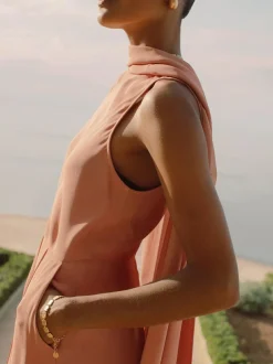 Reiss Farley Wide-Leg Cape Jumpsuit Pink