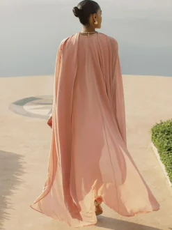 Reiss Farley Wide-Leg Cape Jumpsuit Pink