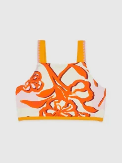 Reiss Pink Print Phoebe 9-13 yrs Floral-Print Bikini Top Hot
