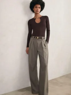 Reiss Tilly Chain-Detail Keyhole Knit Top Plum Hot