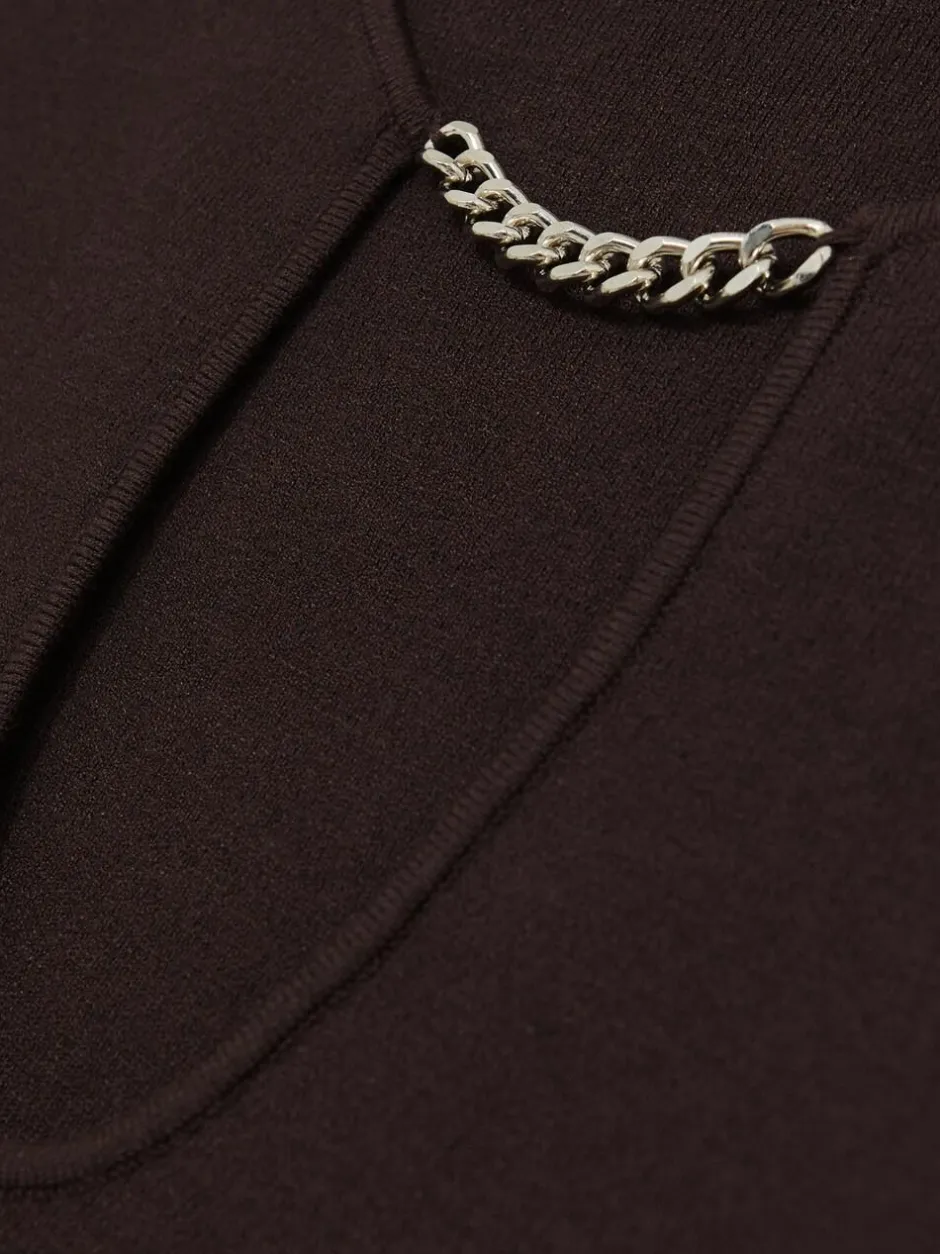 Reiss Tilly Chain-Detail Keyhole Knit Top Plum Hot