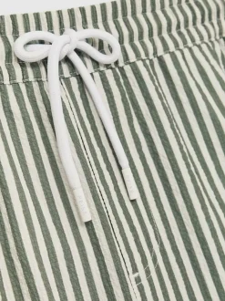 Reiss Bay Seersucker Stripe Swim Shorts Sage/White Sale