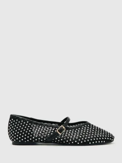Reiss Silver Amie Girls Crystal-Mesh Ballet Pumps Sale
