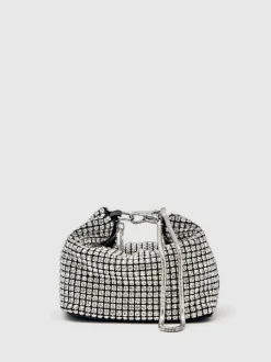 Reiss Silver Leah Crystal Pouch Bag Online