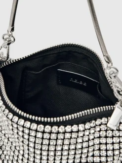 Reiss Silver Leah Crystal Pouch Bag Online