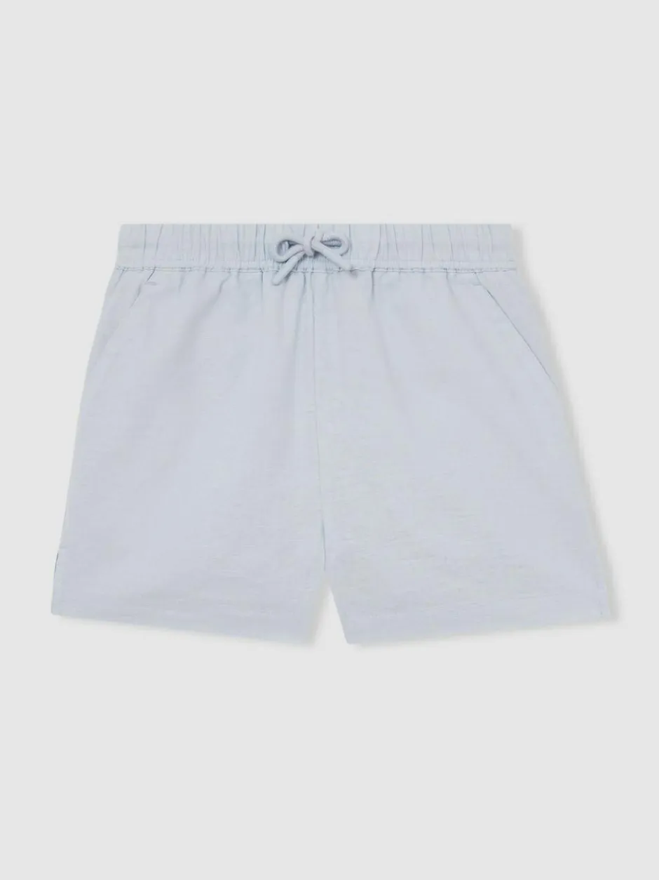 Reiss Soft Blue Cleo 9-13 yrs Cotton-Linen Drawstring Shorts Outlet