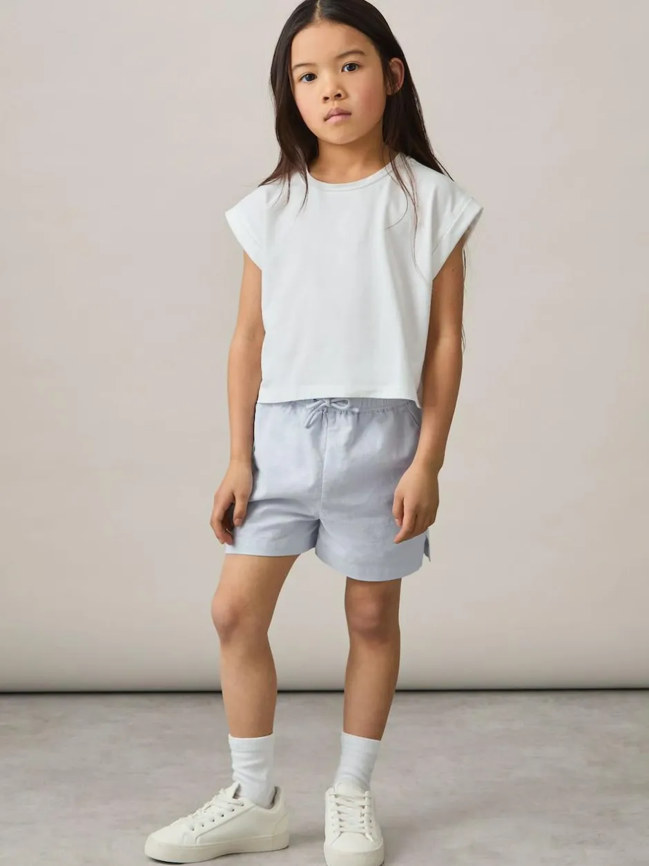 Reiss Soft Blue Cleo 9-13 yrs Cotton-Linen Drawstring Shorts Outlet