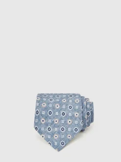 Reiss Cosimo Silk Floral-Medallion Tie Soft Blue Online