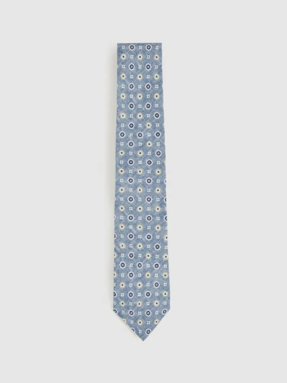 Reiss Cosimo Silk Floral-Medallion Tie Soft Blue Online