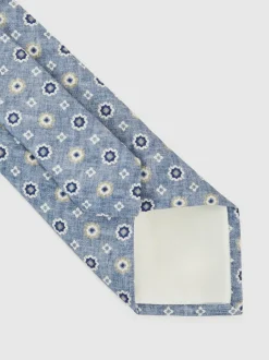 Reiss Cosimo Silk Floral-Medallion Tie Soft Blue Online