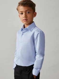 Reiss Remote 9-13 yrs Slim-Fit Cotton Shirt Soft Blue Outlet