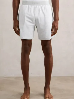 Reiss Fleet Cotton Jersey Logo-Waistband Shorts with Stretch Soft Grey Discount
