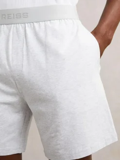 Reiss Fleet Cotton Jersey Logo-Waistband Shorts with Stretch Soft Grey Discount
