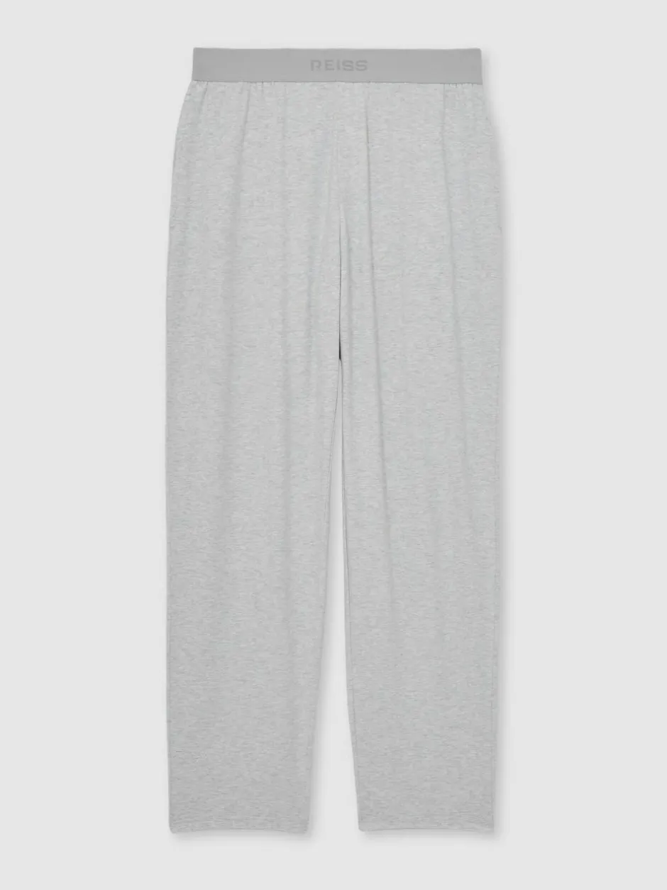 Reiss Hugo Cotton Jersey Logo-Waistband Joggers with Stretch Soft Grey Hot