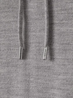 Reiss Soft Grey Mouline Holland Merino Wool Drawstring Hoodie Online