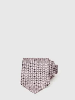 Reiss Bernardo Silk Geometric-Chain Print Tie Soft Pink Hot