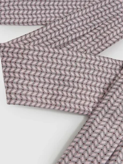 Reiss Bernardo Silk Geometric-Chain Print Tie Soft Pink Hot