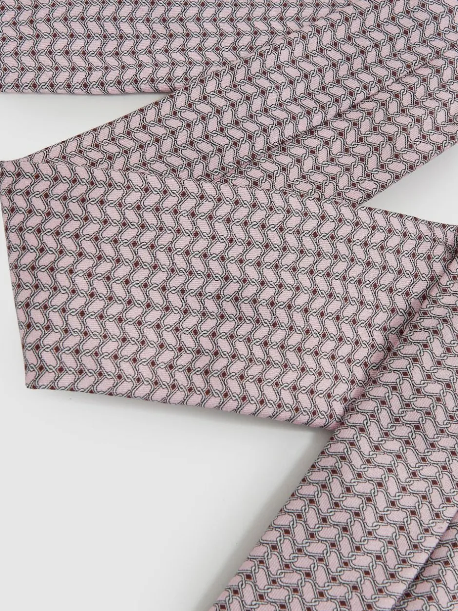 Reiss Bernardo Silk Geometric-Chain Print Tie Soft Pink Hot