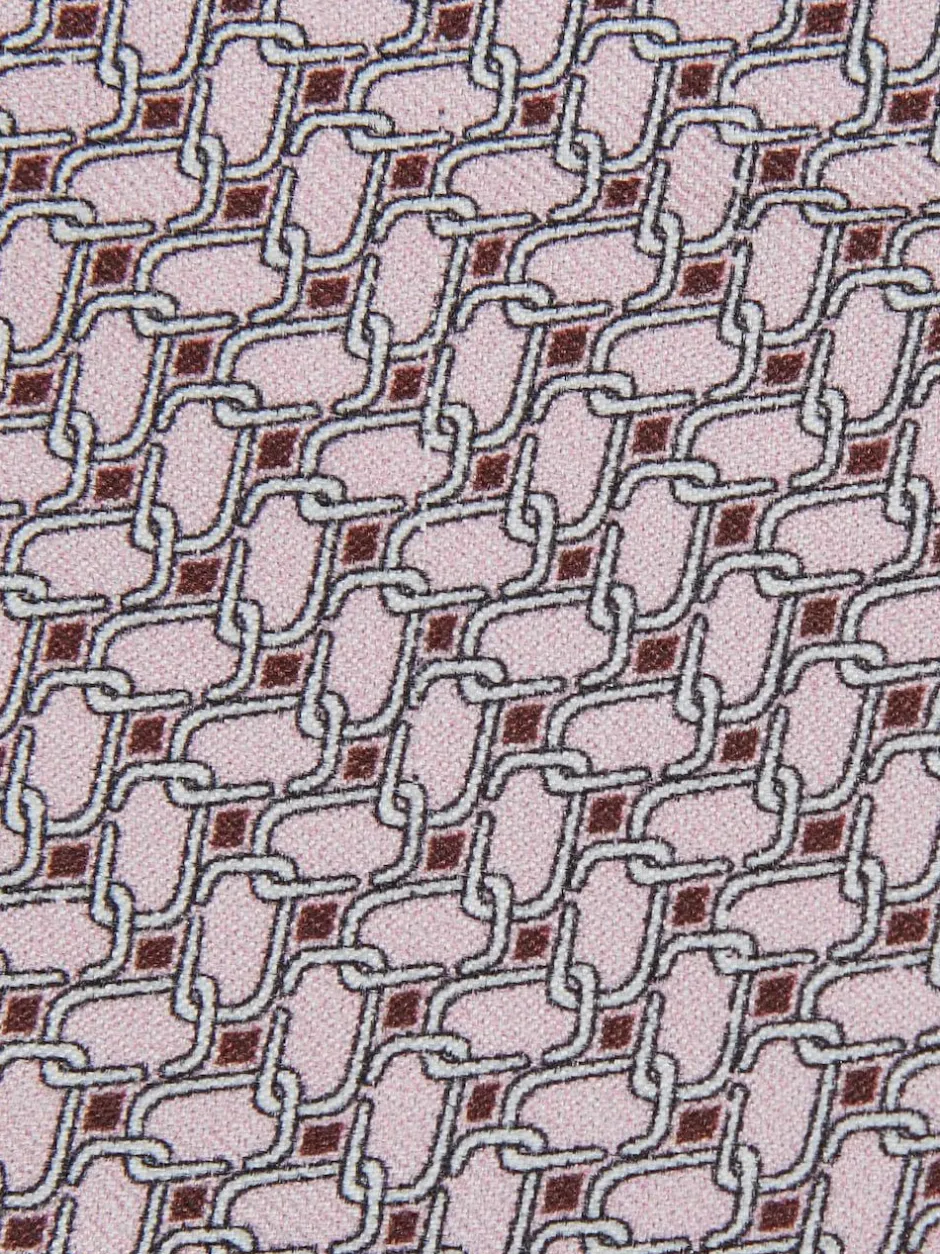 Reiss Bernardo Silk Geometric-Chain Print Tie Soft Pink Hot