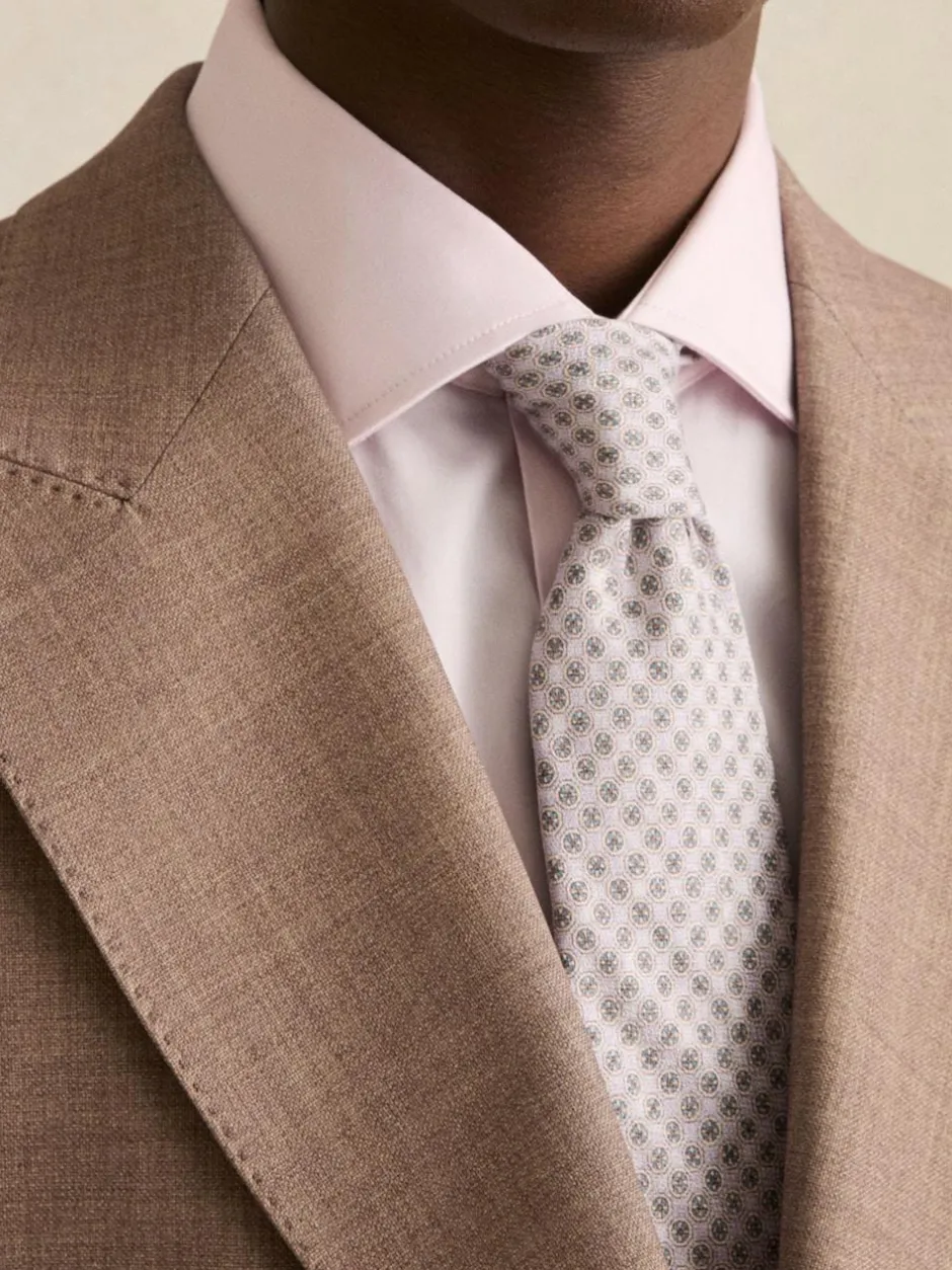 Reiss Santo Silk Medallion-Print Tie Soft Pink
