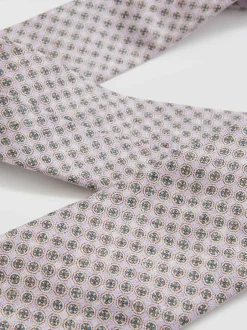 Reiss Santo Silk Medallion-Print Tie Soft Pink