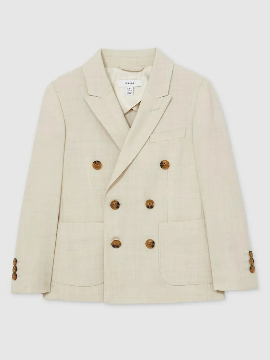 Reiss Stone Belmont J 9-13 yrs Double-Breasted Textured Blazer With Wool Online