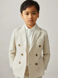 Reiss Stone Belmont J 9-13 yrs Double-Breasted Textured Blazer With Wool Online