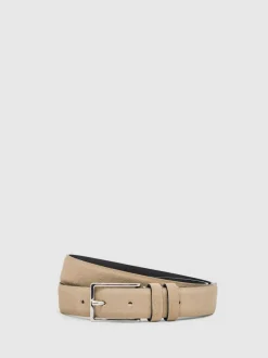 Reiss Dante Suede Belt Stone Hot