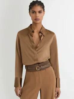 Reiss Taupe Beatrix Leather and Suede Corset Waist Belt Discount