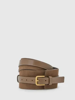 Reiss Taupe Beatrix Leather and Suede Corset Waist Belt Discount