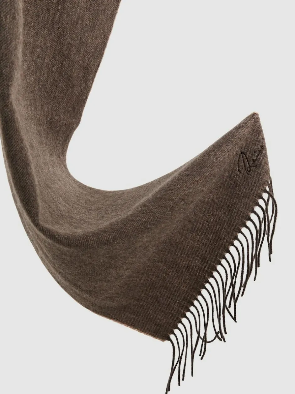 Reiss Taupe Picton Wool and Cashmere Scarf Clearance