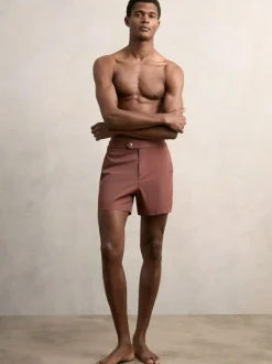 Reiss Terracotta Brown Sun Side-Adjuster Swim Shorts Sale