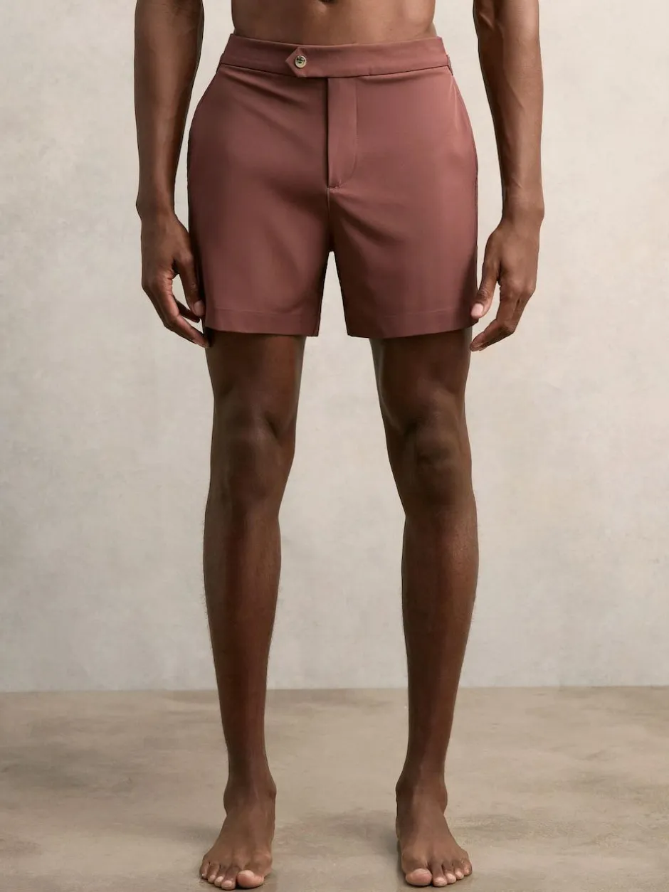 Reiss Terracotta Brown Sun Side-Adjuster Swim Shorts Sale