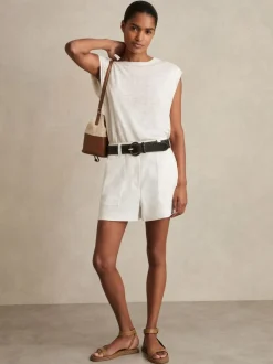 Reiss Ashby Linen Shorts White Hot