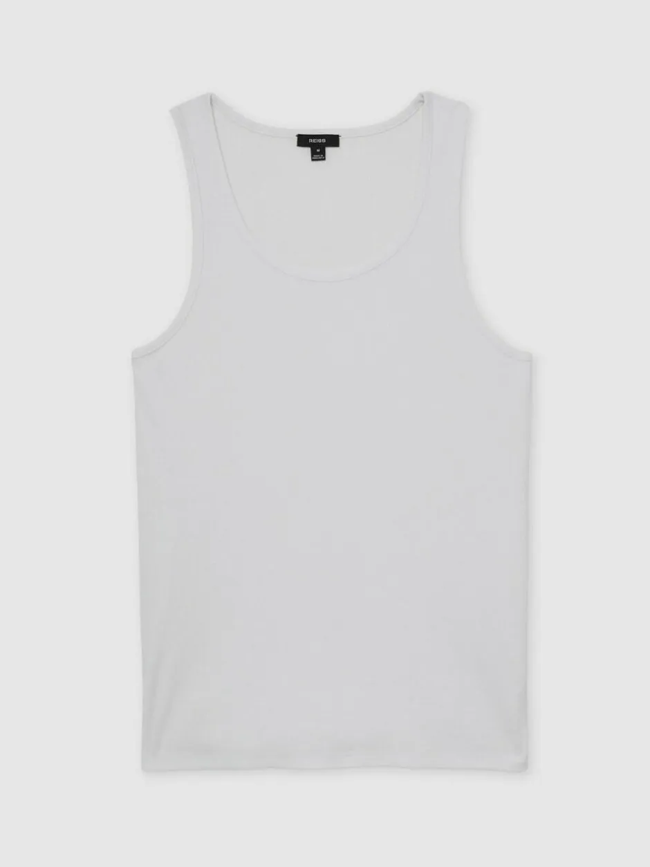 Reiss Jaden Stretch-Cotton Ribbed Vest White Sale