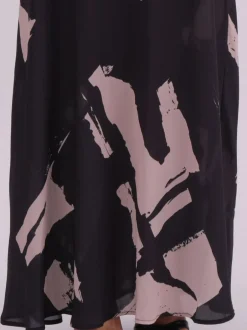 Religion Black Dawn Maxi Column Dress With Draped Back Detail In Hand-Painted Print Discount