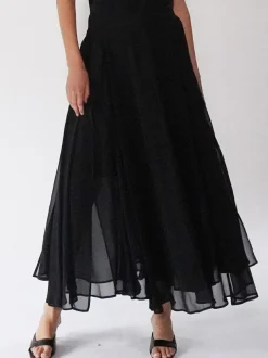 Religion Black Eligion Floaty Sheer Multi Layered Olsen Maxi Skirt New
