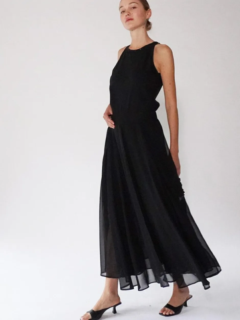 Religion Black Eligion Floaty Sheer Multi Layered Olsen Maxi Skirt New