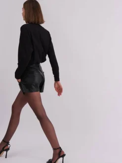 Religion Black Orbit Faux Leather Shorts New
