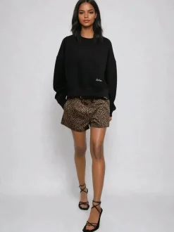 Religion Natural Maeva 100% Cotton Shorts In Mixed Leopard Print Clearance