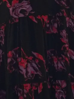 Religion Red Zoe Tiered Maxi Boho Dress With Tiered Skirt In Dark Floral Discount