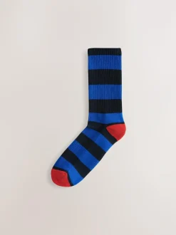 Next Sports Socks 4 Pack Rich Blue/Green/Red Stripe Pattern Sale