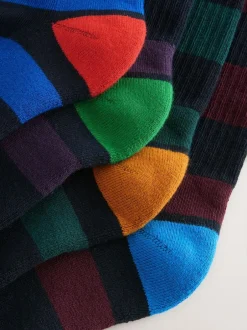 Next Sports Socks 4 Pack Rich Blue/Green/Red Stripe Pattern Sale