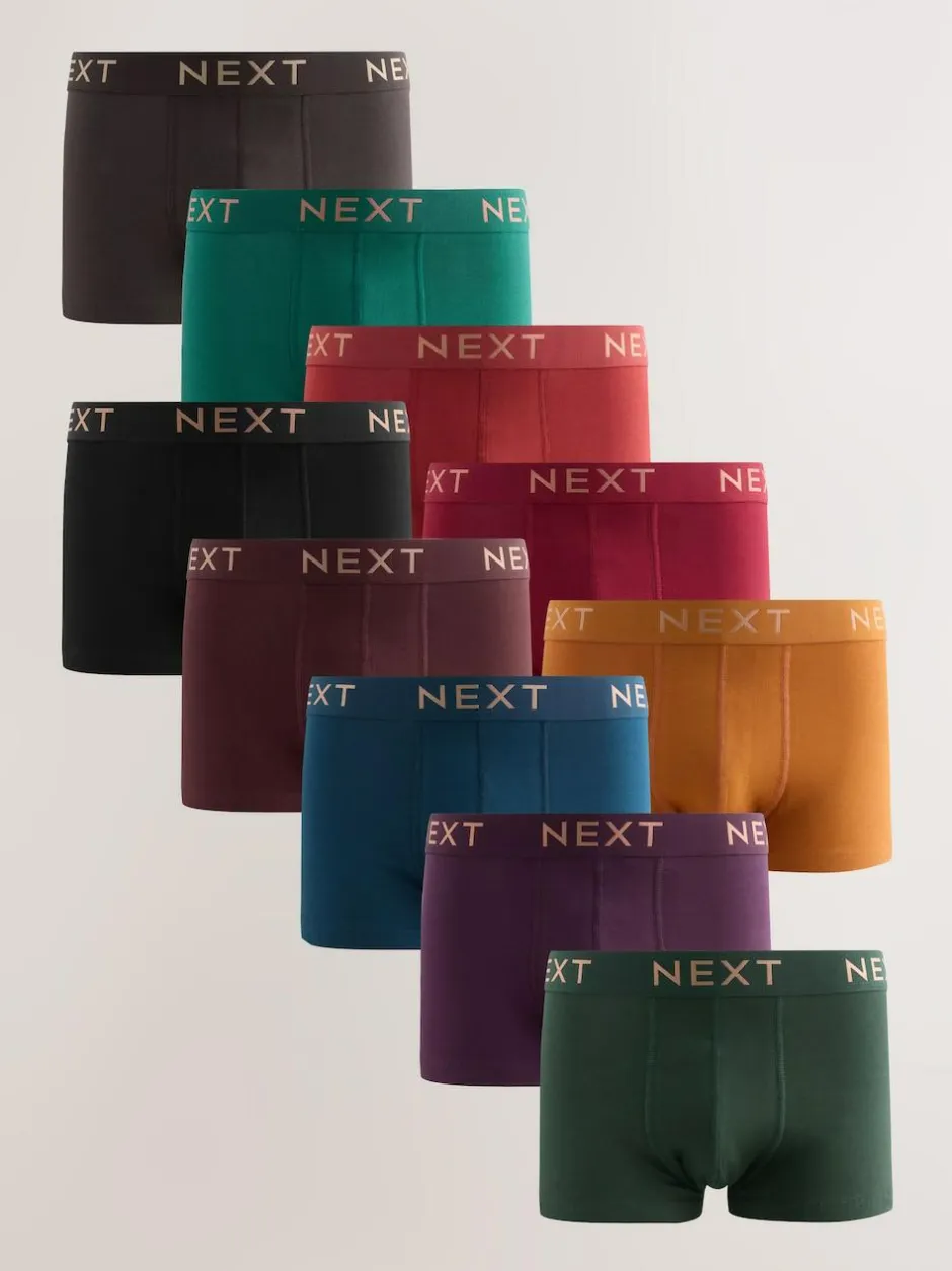 Next Rich Colour 10 pack Cotton Rich Blend Hipsters Boxers