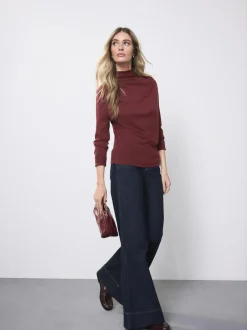 Next High Rise Stretch Wide Leg Jeans Rinse Blue Clearance