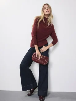Next High Rise Stretch Wide Leg Jeans Rinse Blue Clearance