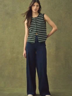 Next Jersey Denim Wide Leg Trousers Rinse Blue Best
